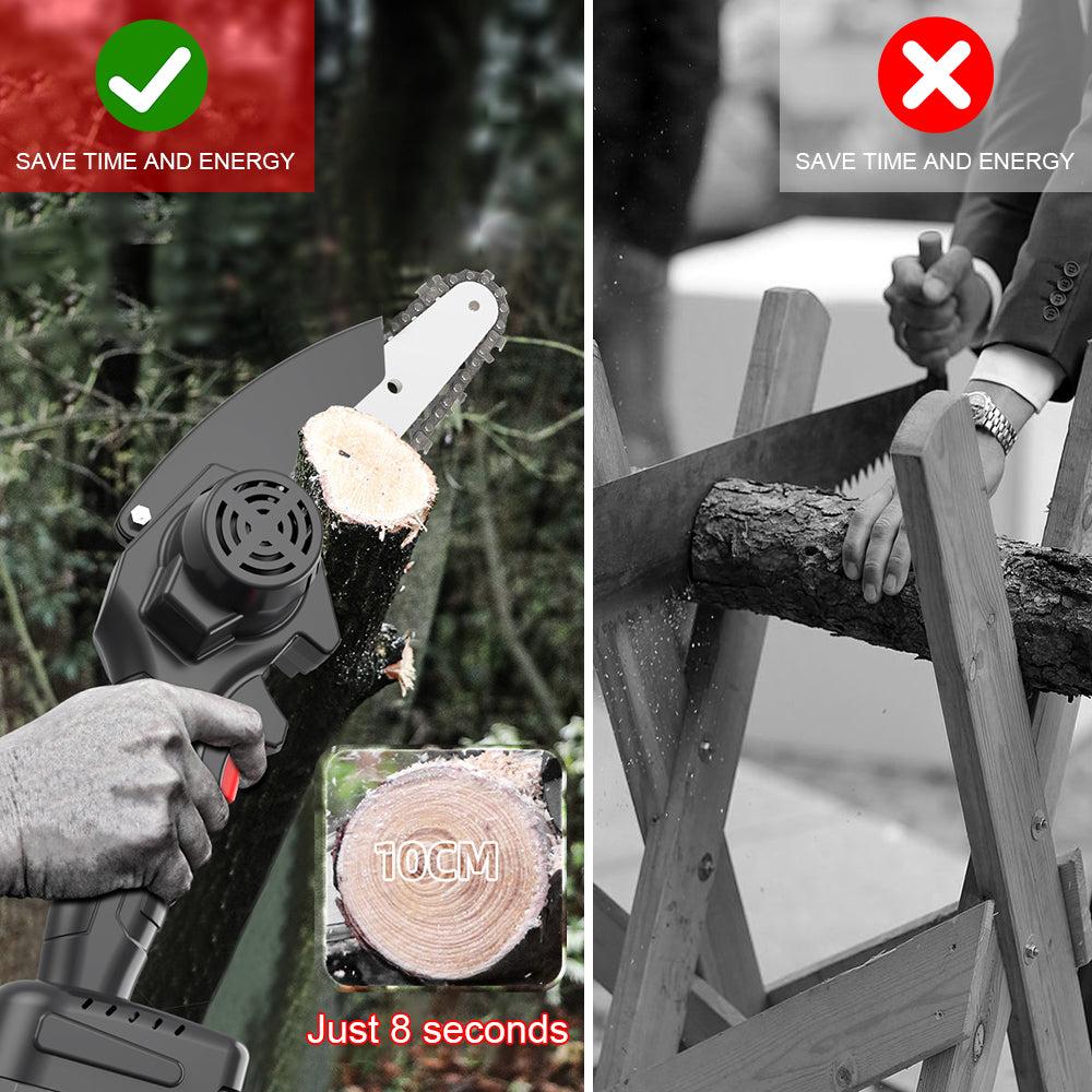 HQ SolarLighting 6" Cordless Electric Chainsaw + (2 FREE Batteries)