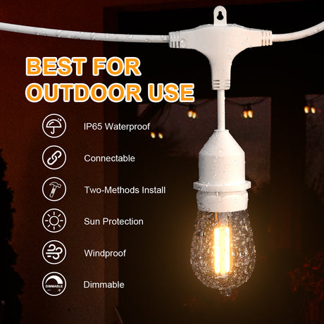 HQ SolarLighting 15M-240M Connectable LED Outdoor Festoon Lights Party Lights String Lights Dimmable HQ SolarLighting