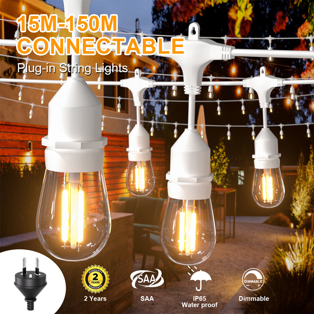 HQ SolarLighting 15M-240M Connectable LED Outdoor Festoon Lights Party Lights String Lights Dimmable HQ SolarLighting
