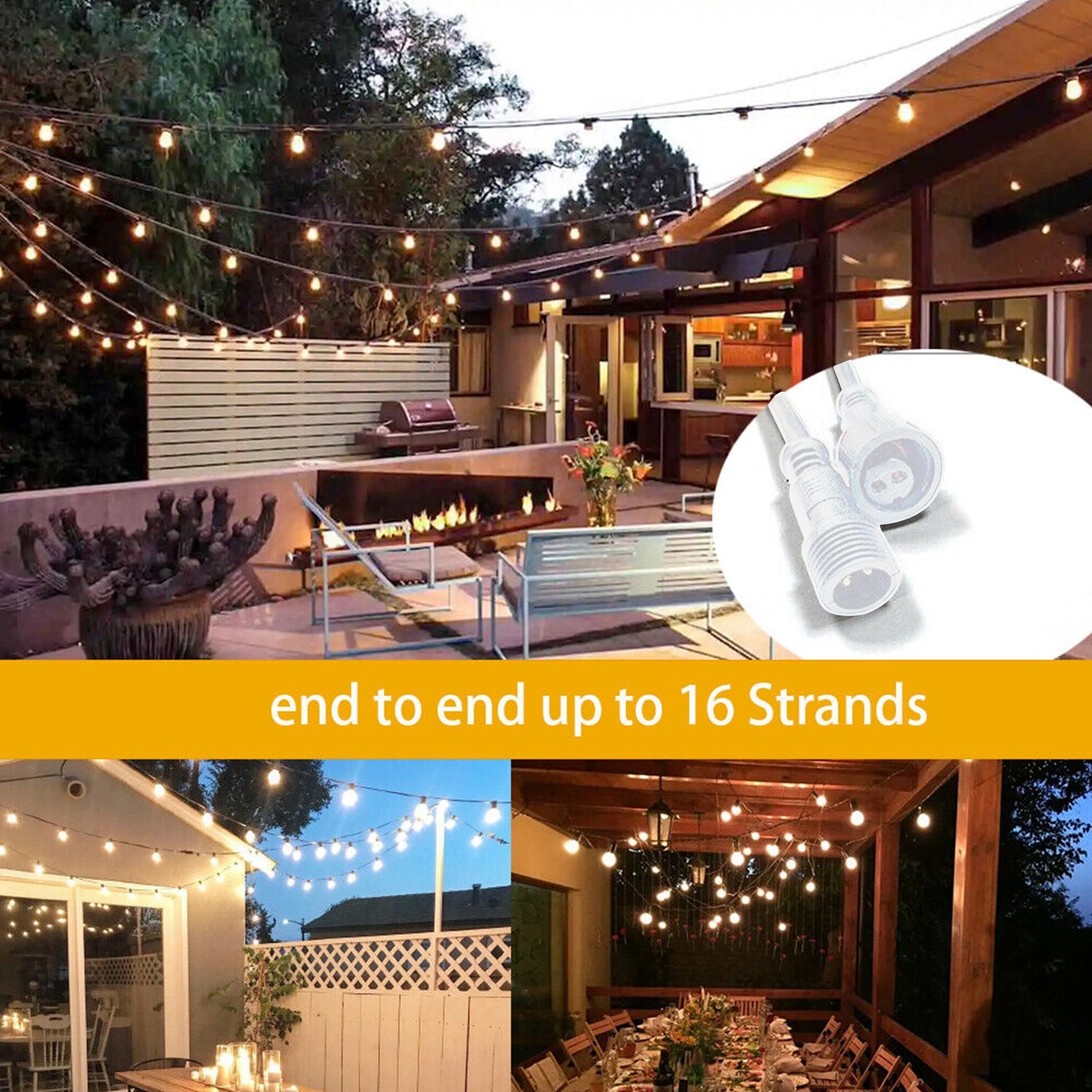 HQ SolarLighting 15M-240M Connectable LED Outdoor Festoon Lights Party Lights String Lights Dimmable HQ SolarLighting