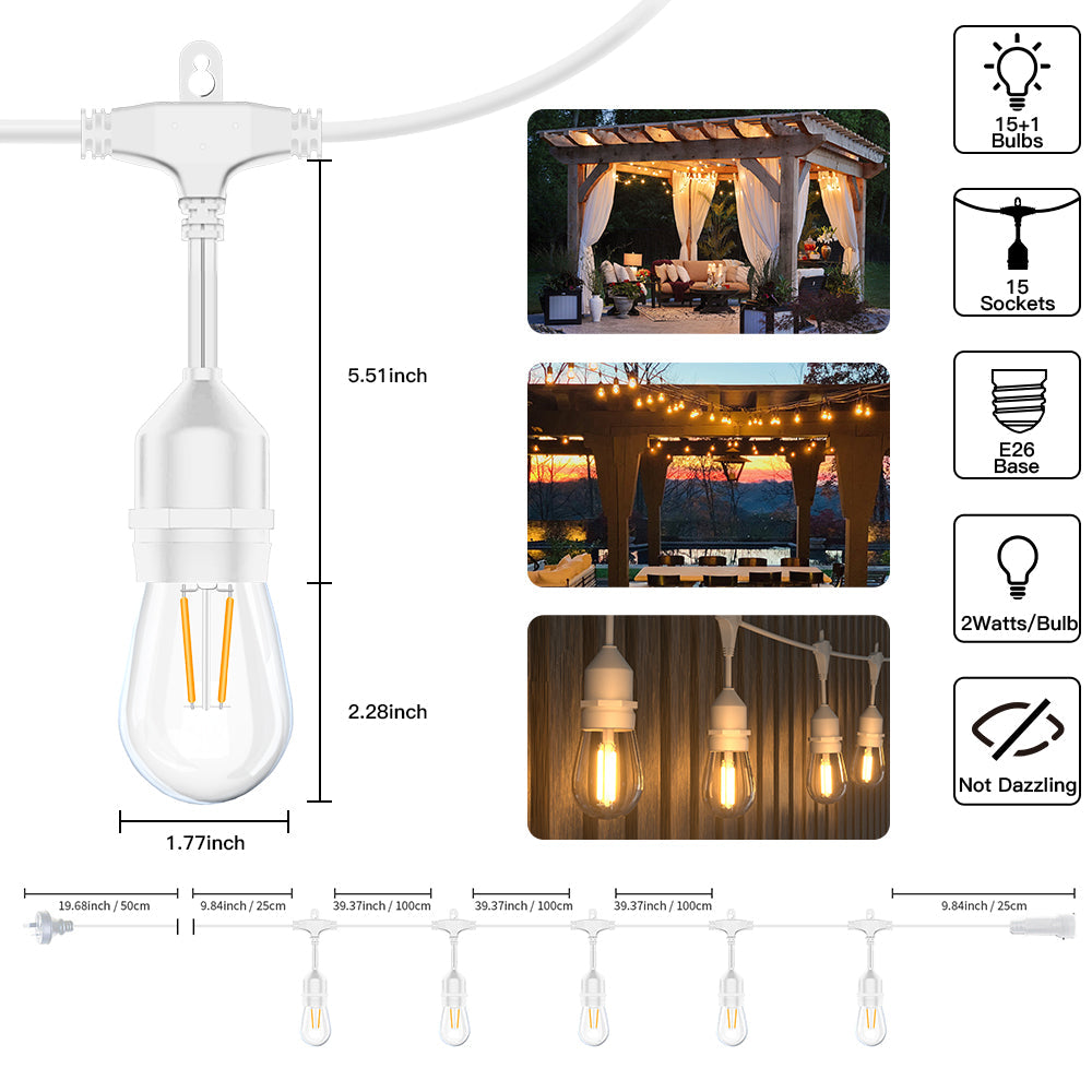 HQ SolarLighting 15M-240M Connectable LED Outdoor Festoon Lights Party Lights String Lights Dimmable HQ SolarLighting