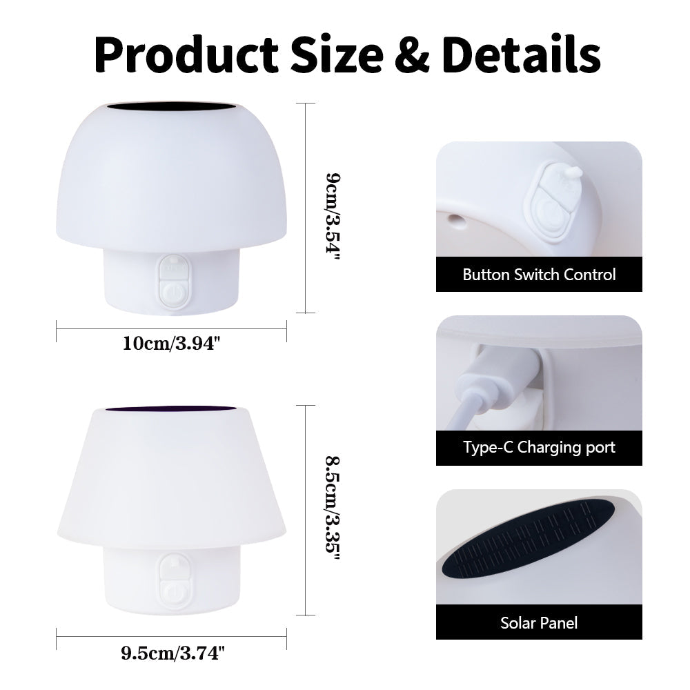 HQ Solar Lighting Portable LED Solar Table Lamp Indoor Outdoor Warm+White+RGB Night Light Xmas hqsolarlighting