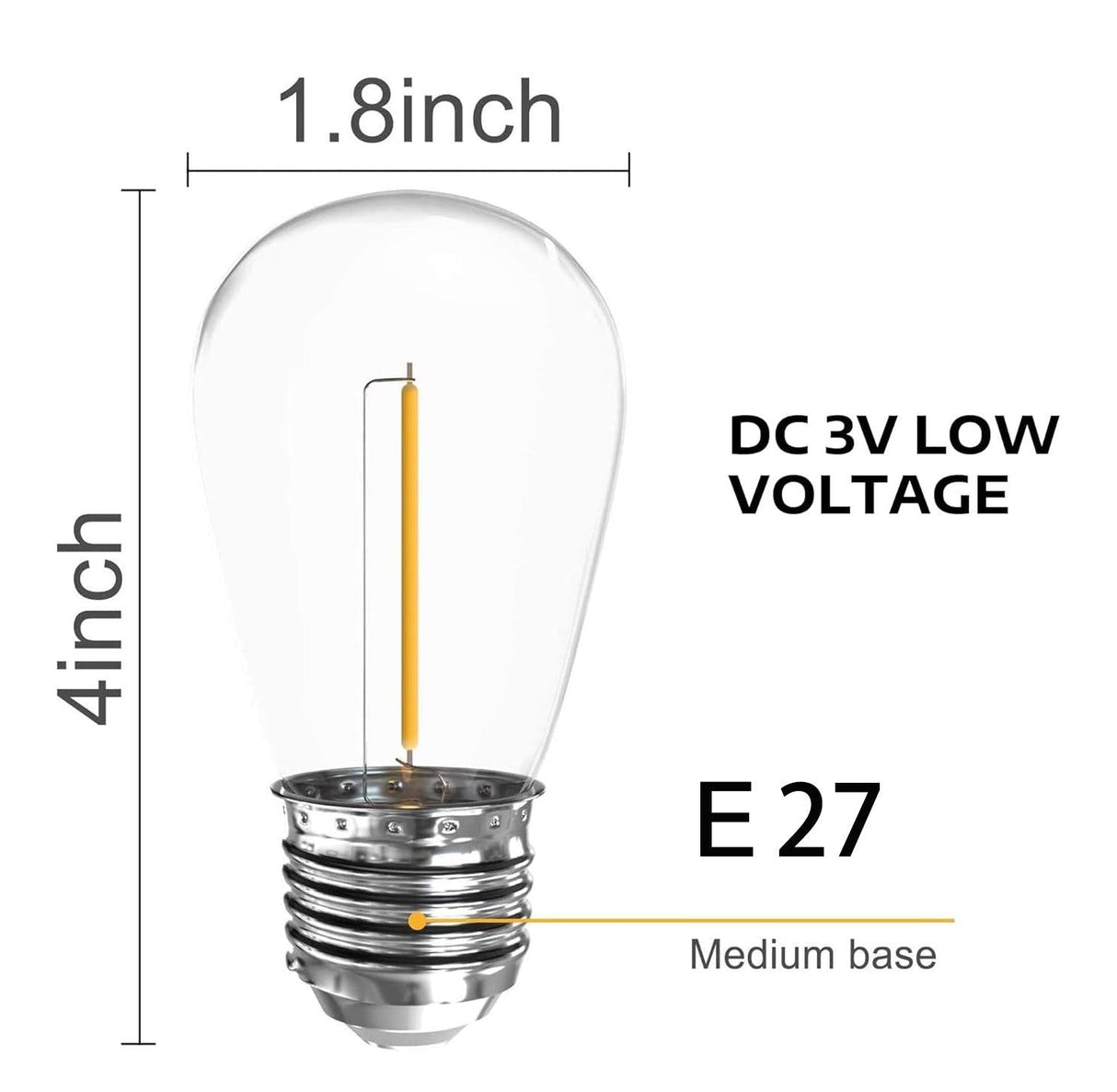 4pcs Replacement LED Bulbs Pack for HQ SolarLighting's Solar Powered Festoon Lights outdoor solar bulbs HQ SolarLighting