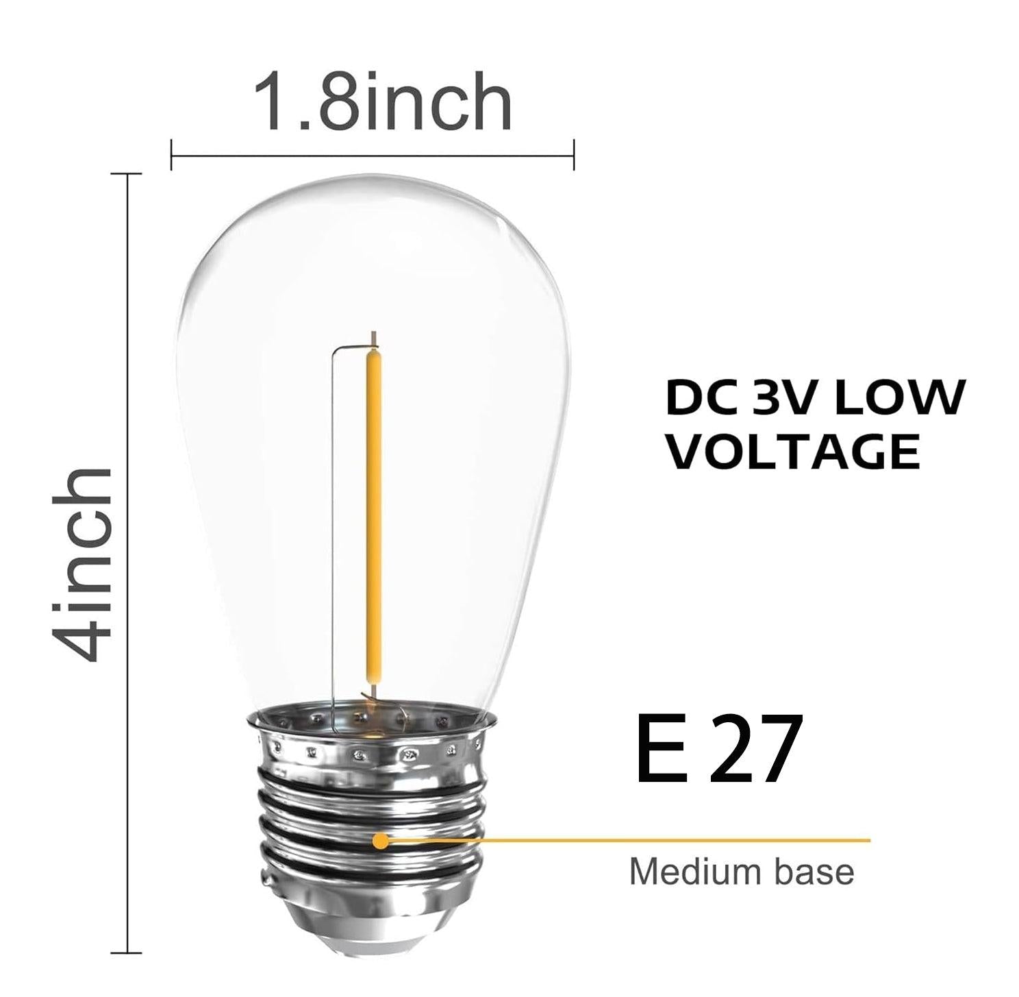 4pcs Replacement LED Bulbs Pack for HQ SolarLighting's Solar Powered Festoon Lights outdoor solar bulbs HQ SolarLighting