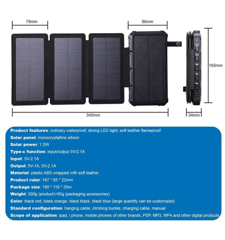 HQ SolarLighting Solar Charging Portable 20000mAh Power Bank Folding Solar Panels For Phones and Tablets - Hot products