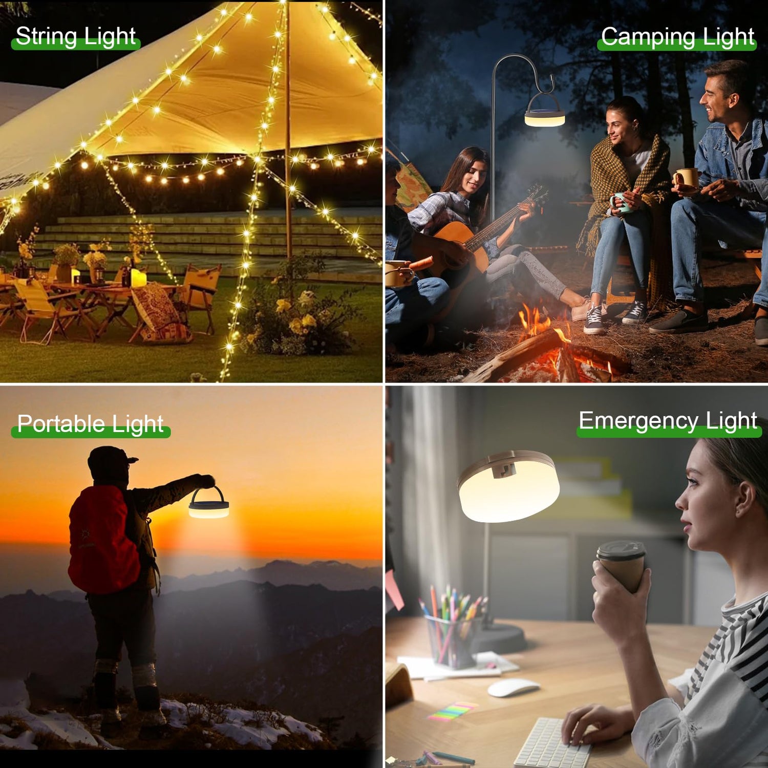 Solar Camping String Light, 12.8 M  Solar Portable Waterproof Camping Lights with Remote, USB Type-C Rechargeable Portable Camping Lights with 8 Lighting Modes for Garden Party Decorations soga
