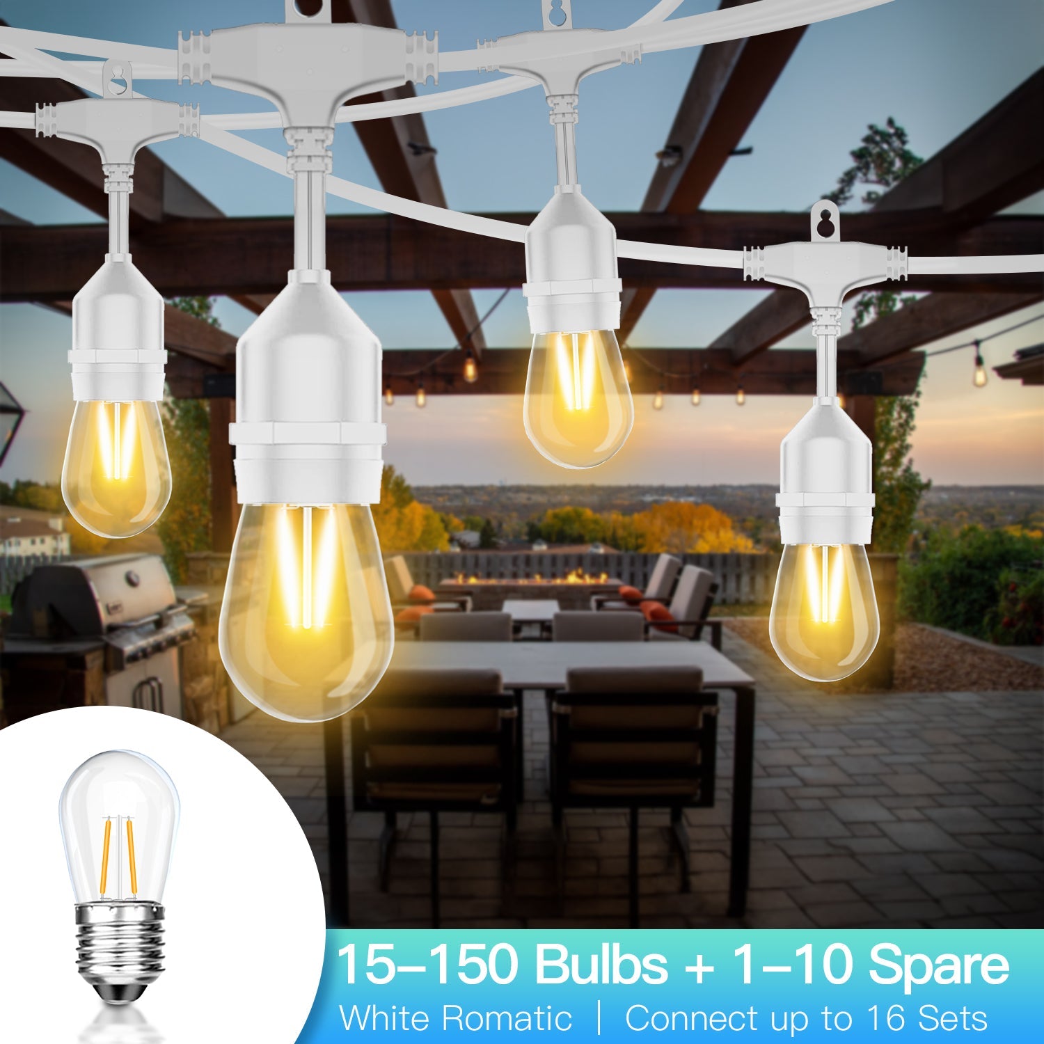 HQ SolarLighting 15M-240M Connectable LED Outdoor Festoon Lights Party Lights String Lights Dimmable HQ SolarLighting