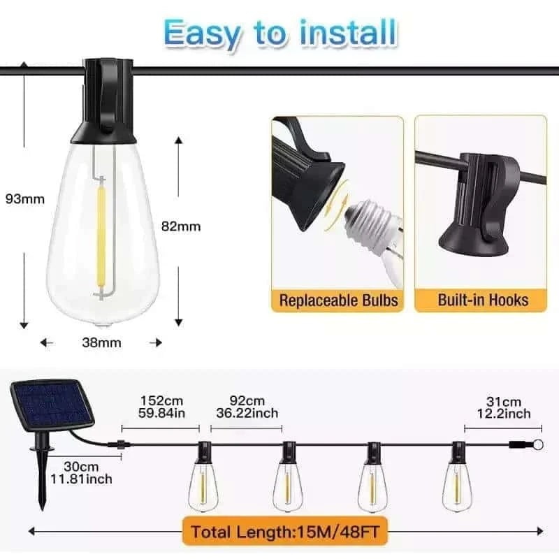 HQ Solar Lighting weatherproof outdoor string lights (15 leds)