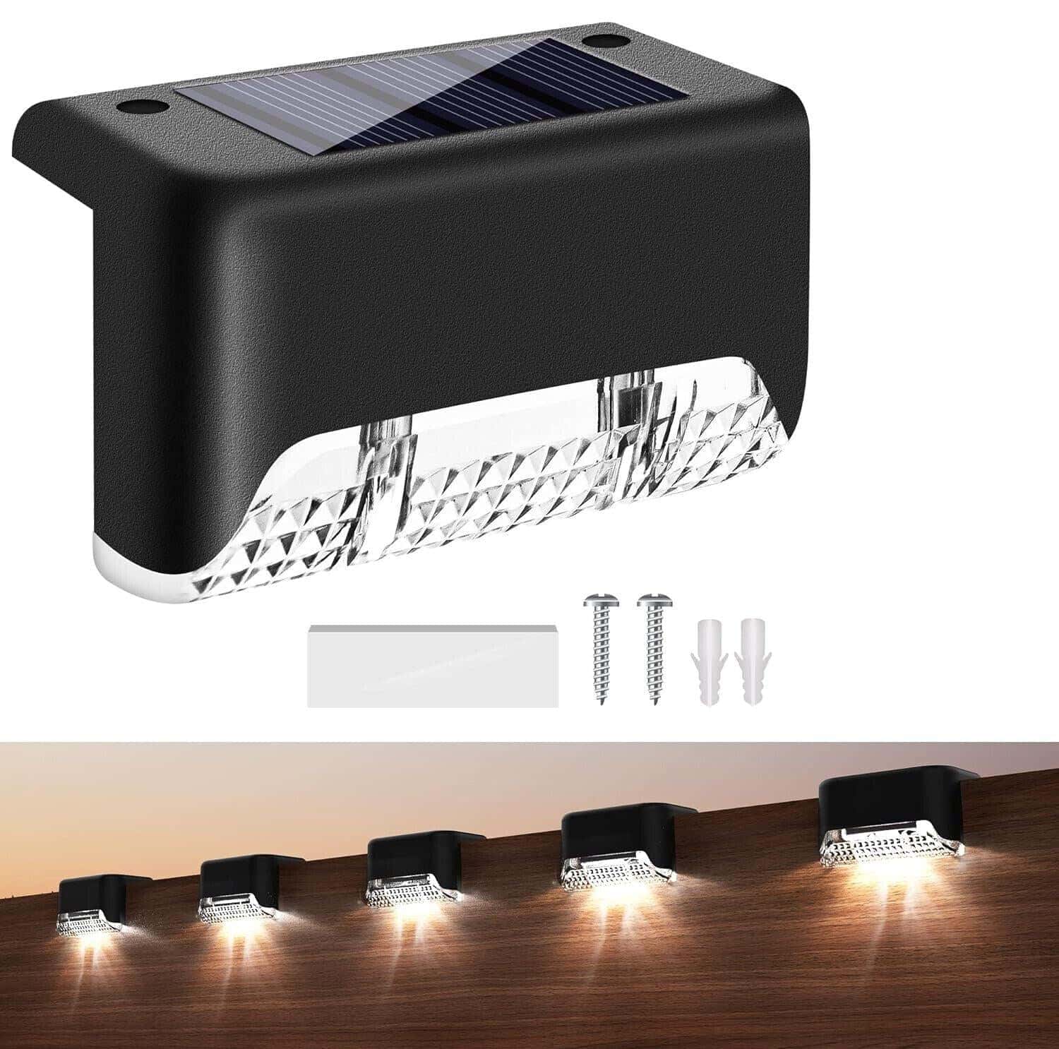 Solar-Terrassenleuchten für den Außenbereich – 4er-Pack wasserdichte LED-Stufenleuchten für Zaun, Treppe, Terrasse