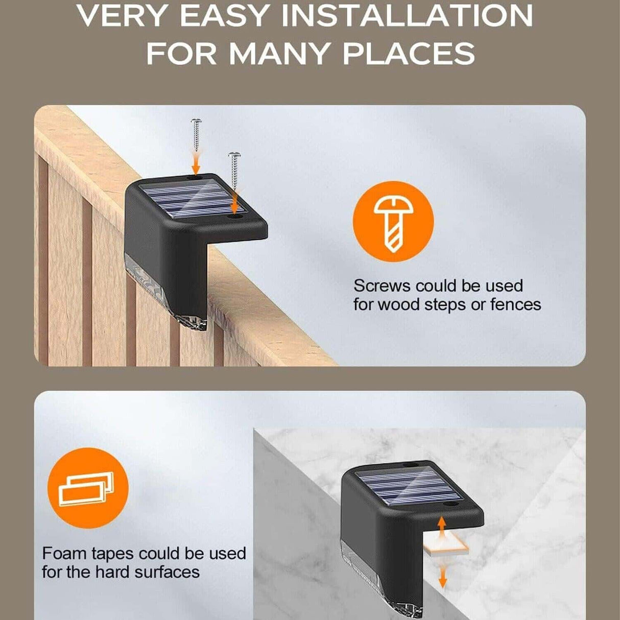 Solar-Terrassenleuchten für den Außenbereich – 4er-Pack wasserdichte LED-Stufenleuchten für Zaun, Treppe, Terrasse