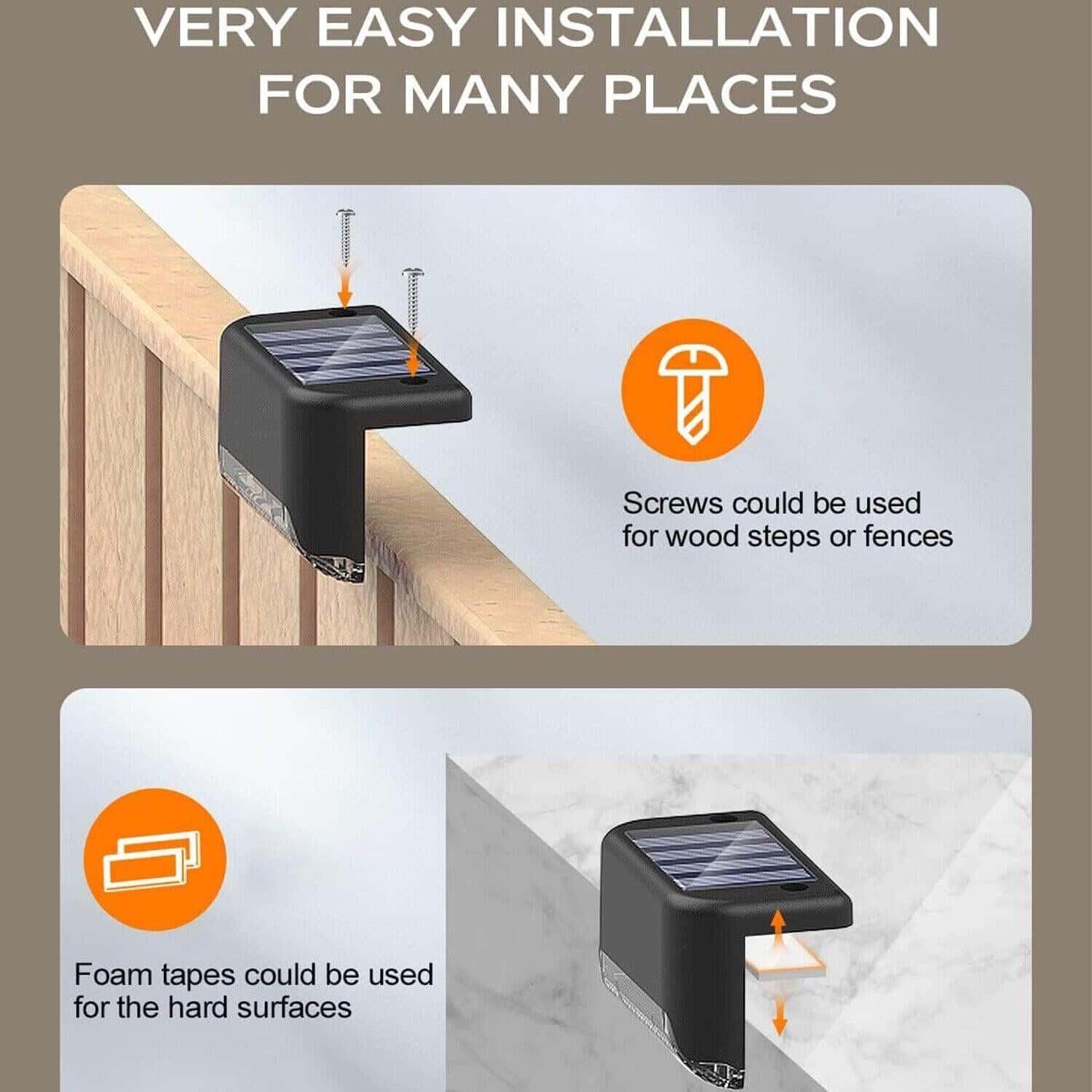 Solar-Terrassenleuchten für den Außenbereich – 4er-Pack wasserdichte LED-Stufenleuchten für Zaun, Treppe, Terrasse