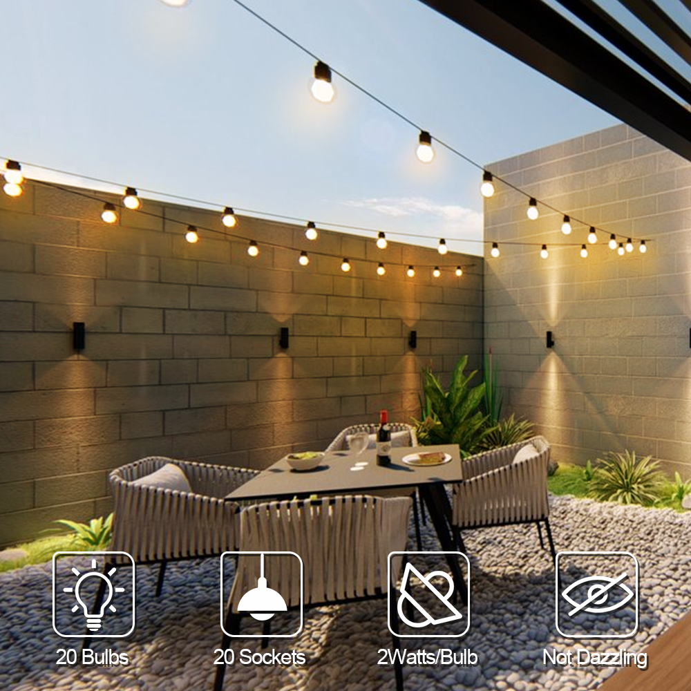 HQ SolarLighting 20M-200M Connectable LED Festoon String Lights Party Lights Patio Lights Dimmable