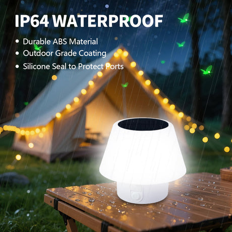 HQ Solar Lighting Portable LED Solar Table Lamp Indoor Outdoor Warm+White+RGB Night Light Xmas hqsolarlighting