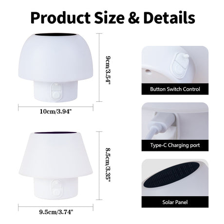 HQ Solar Lighting Portable LED Solar Table Lamp Indoor Outdoor Warm+White+RGB Night Light Xmas hqsolarlighting