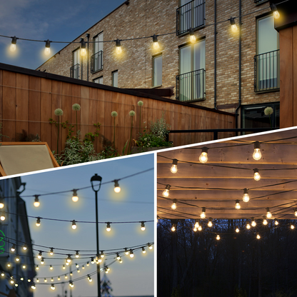 HQ SolarLighting 20M-200M Connectable LED Festoon String Lights Party Lights Patio Lights Dimmable