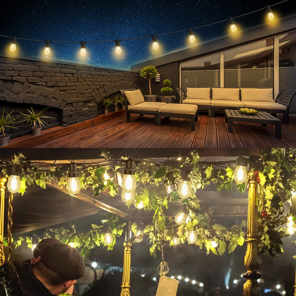 HQ SolarLighting 20M-200M Connectable LED Festoon String Lights Party Lights Patio Lights Dimmable