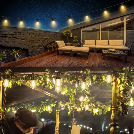 HQ SolarLighting 20M-200M Connectable LED Festoon String Lights Party Lights Patio Lights Dimmable - Garden Lights