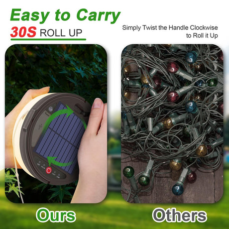 Solar Camping String Light, 12.8 M  Solar Portable Waterproof Camping Lights with Remote, USB Type-C Rechargeable Portable Camping Lights with 8 Lighting Modes for Garden Party Decorations soga