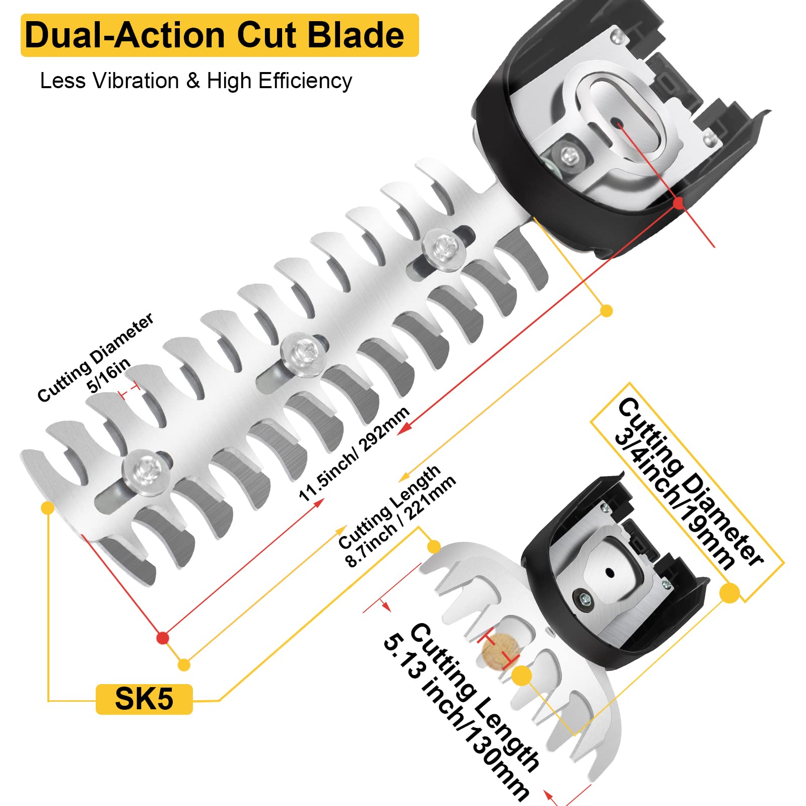 HQ SolarLighting Cordless Hedge Trimmer (+2 FREE Batteries)