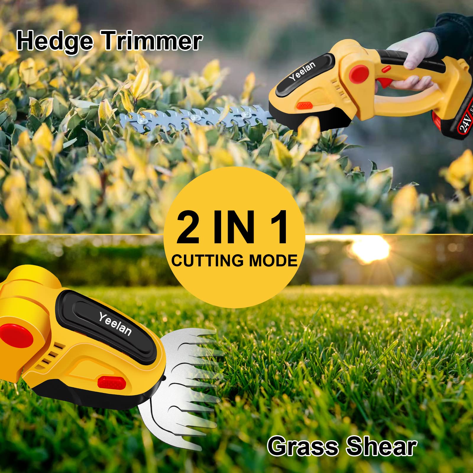 HQ SolarLighting Cordless Hedge Trimmer (+2 FREE Batteries)