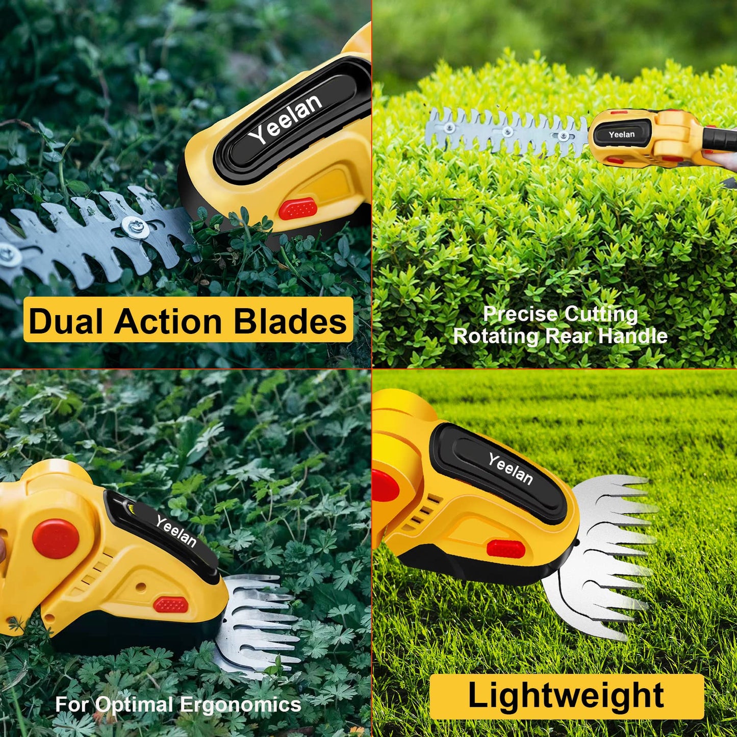 HQ SolarLighting Cordless Hedge Trimmer (+2 FREE Batteries)