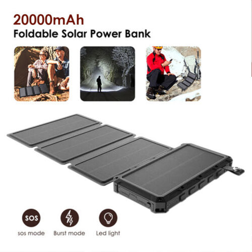 HQ SolarLighting Solar Charging Portable 20000mAh Power Bank Folding Solar Panels For Phones and Tablets