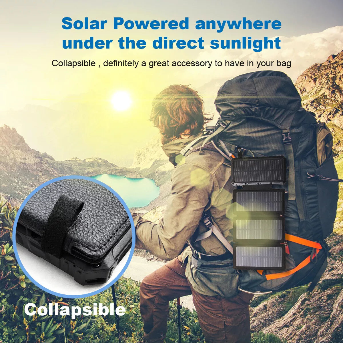HQ SolarLighting Solar Charging Portable 20000mAh Power Bank Folding Solar Panels For Phones and Tablets