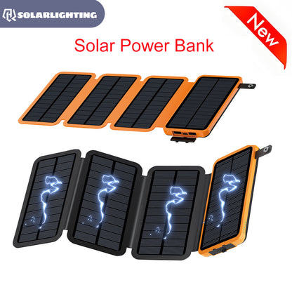 HQ SolarLighting Solar Charging Portable 20000mAh Power Bank Folding Solar Panels For Phones and Tablets