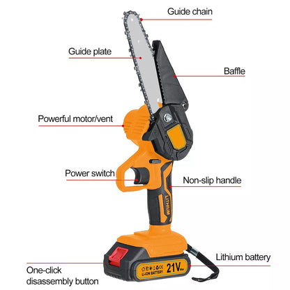 HQ SolarLighting 6" Cordless Electric Chainsaw + (2 FREE Batteries)