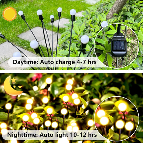 HQ SolarLighting Waterproof Solar Powered Firefly Lights Warm White for Garden Decoration - Garden Lights